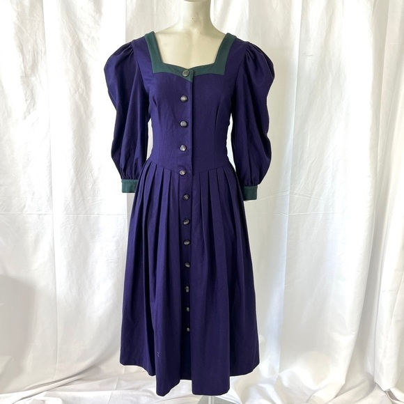 COTTAGECORE PURPLE DRESS RENAISSANCE VTG MAXI DRESS  MEDIEVAL GRAPE DRESS LARGE - Picture 5 of 16
